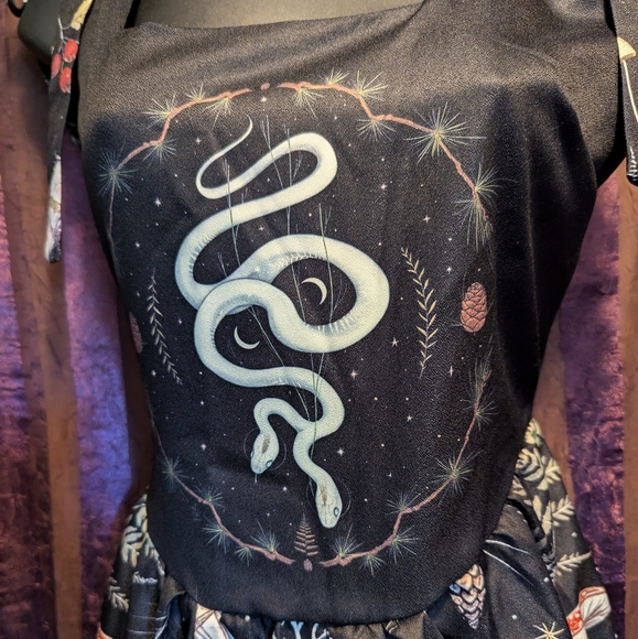 CORAMOON Snake Botanical Mushroom Witchy Fairycore Cottagecore Maxi Dress M/L - Picture 7 of 9